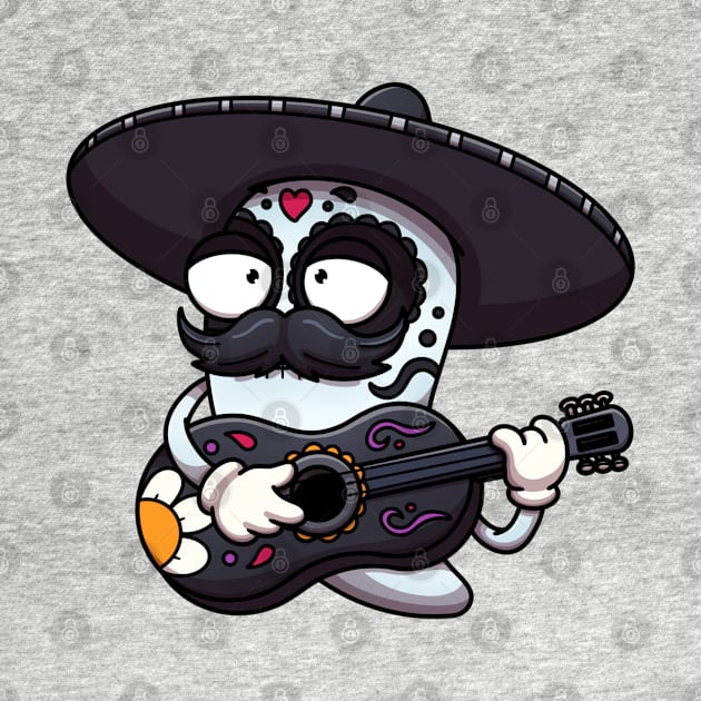 Mexican Sugar Skull Pepper Playing Guitar by TheMaskedTooner